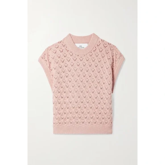 Mr. Mittens Pointelle-Knit Cotton Sweater Vest in Blush Size XS/S
